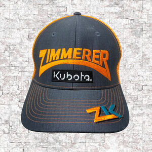 Zimmerer Kubota ZK Embroidered Trucker Hat Cap Snapback Orange Gray Mesh Back